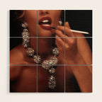 FINISH TOUCH | glitter collage art | sparkle diamonds | rich and fabulous | red lips | classic Wood Wall Art Gallery Image 1