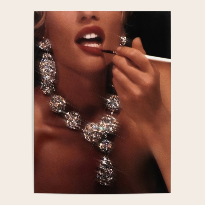 FINISH TOUCH | glitter collage art | sparkle diamonds | rich and fabulous | red lips | classic Poster Gallery Image 1