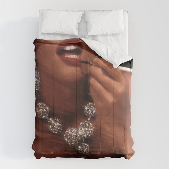 FINISH TOUCH | glitter collage art | sparkle diamonds | rich and fabulous | red lips | classic Comforter Gallery Image 1