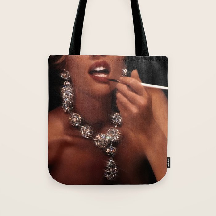 FINISH TOUCH | glitter collage art | sparkle diamonds | rich and fabulous | red lips | classic Tote Bag Gallery Image 1