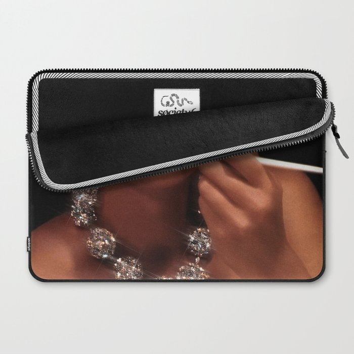 FINISH TOUCH | glitter collage art | sparkle diamonds | rich and fabulous | red lips | classic Laptop Sleeve Gallery Image 2