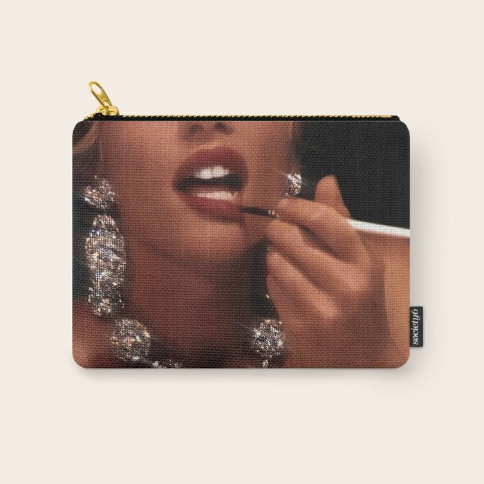 FINISH TOUCH | glitter collage art | sparkle diamonds | rich and fabulous | red lips | classic Carry All Pouch Gallery Image 1