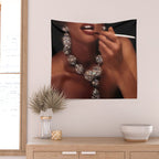 FINISH TOUCH | glitter collage art | sparkle diamonds | rich and fabulous | red lips | classic Wall Tapestry Gallery Image 2