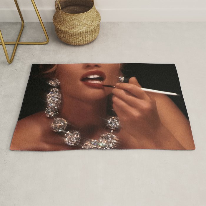 FINISH TOUCH | glitter collage art | sparkle diamonds | rich and fabulous | red lips | classic Rug Gallery Image 1