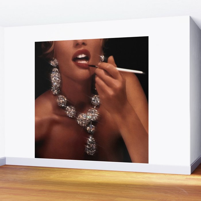 FINISH TOUCH | glitter collage art | sparkle diamonds | rich and fabulous | red lips | classic Wall Mural Gallery Image 2
