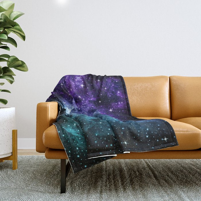 Purple Teal Galaxy Nebula Dream #1 #decor #art #society6 Throw Blanket Gallery Image 1