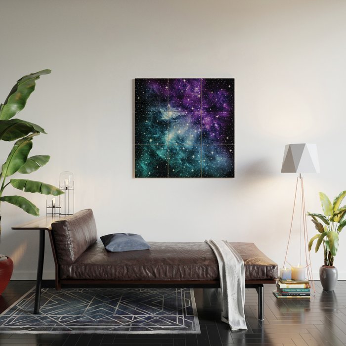 Purple Teal Galaxy Nebula Dream #1 #decor #art #society6 Wood Wall Art Gallery Image 2