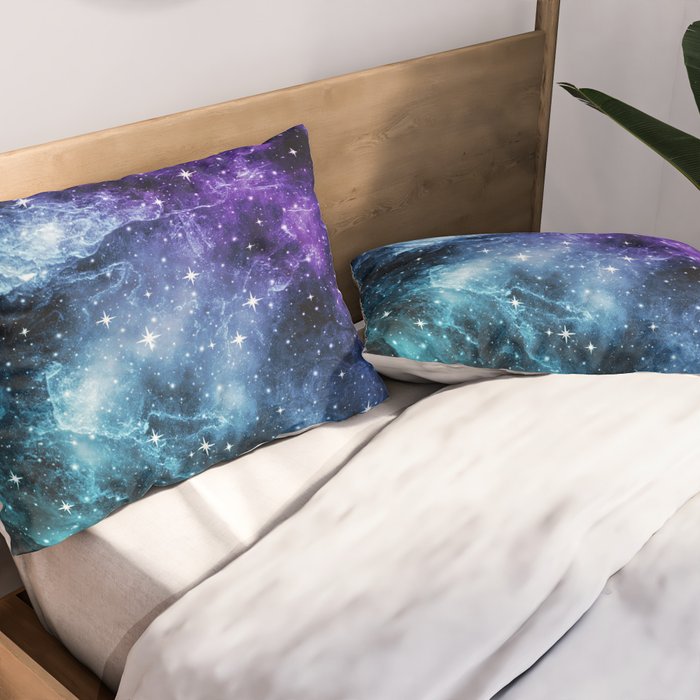 Purple Teal Galaxy Nebula Dream #1 #decor #art #society6 Pillow Sham Gallery Image 2