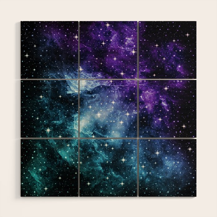 Purple Teal Galaxy Nebula Dream #1 #decor #art #society6 Wood Wall Art Gallery Image 1
