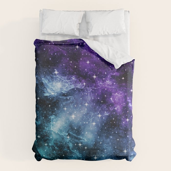 Purple Teal Galaxy Nebula Dream #1 #decor #art #society6 Duvet Cover Gallery Image 1