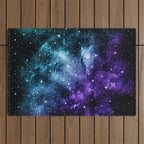 Purple Teal Galaxy Nebula Dream #1 #decor #art #society6 Outdoor Rug Gallery Image 1