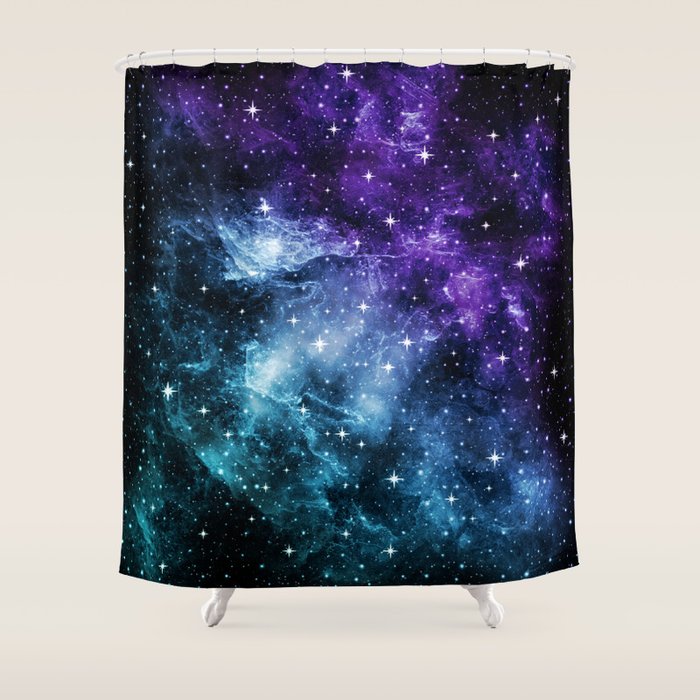 Purple Teal Galaxy Nebula Dream #1 #decor #art #society6 Shower Curtain Gallery Image 1