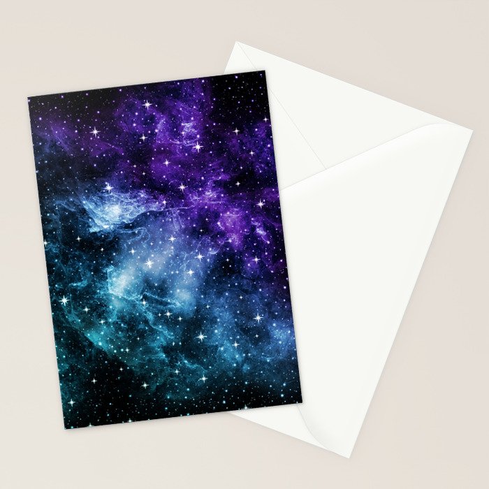 Purple Teal Galaxy Nebula Dream #1 #decor #art #society6 Stationery Card Gallery Image 2