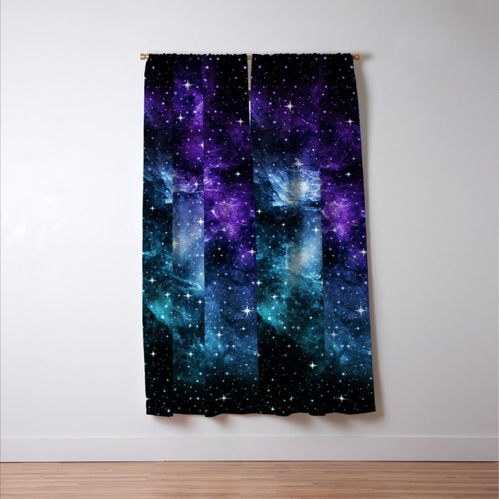 Purple Teal Galaxy Nebula Dream #1 #decor #art #society6 Window Curtain Gallery Image 3