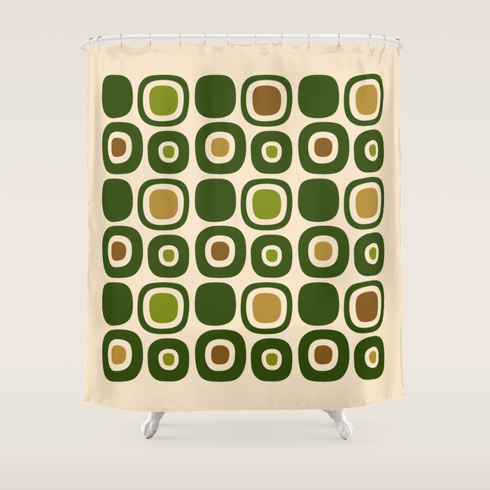 Mid Century Modern Modern Organic Shapes Pattern 321 Green Shower Curtain Gallery Image 1