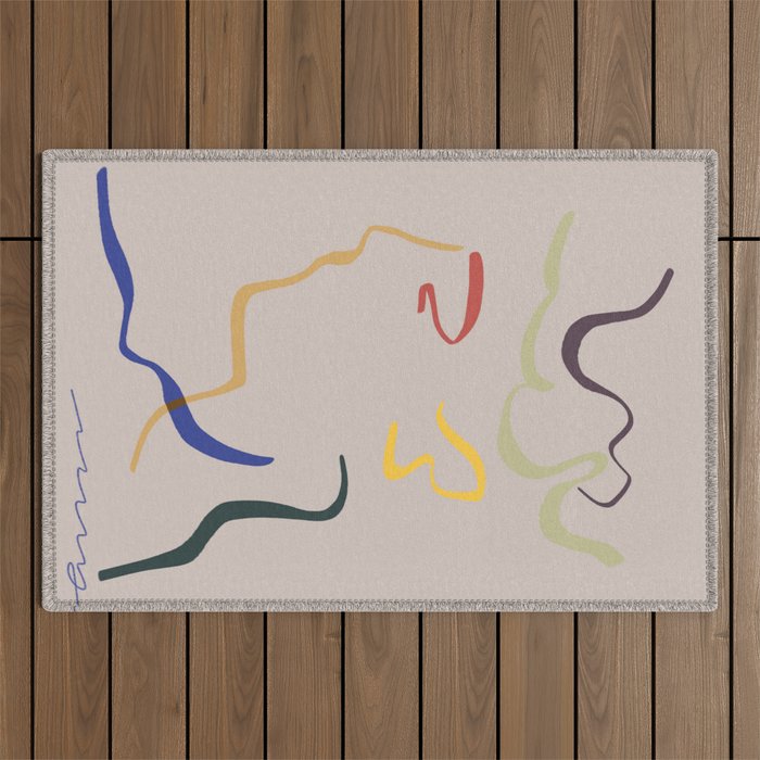 Rhett modern line drawing portrait Outdoor Rug Gallery Image 1