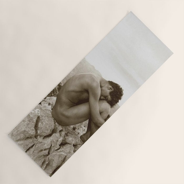 'Caino' Male Nude black and white photograph / black and white photography by Wilhem von Gloeden Yoga Mat Gallery Image 1