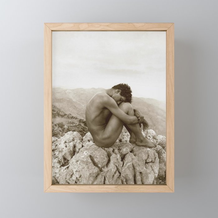 'Caino' Male Nude black and white photograph / black and white photography by Wilhem von Gloeden Mini Art Print