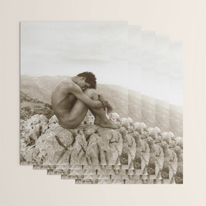 'Caino' Male Nude black and white photograph / black and white photography by Wilhem von Gloeden Wrapping Paper Gallery Image 3