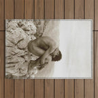 'Caino' Male Nude black and white photograph / black and white photography by Wilhem von Gloeden Outdoor Rug Gallery Image 1