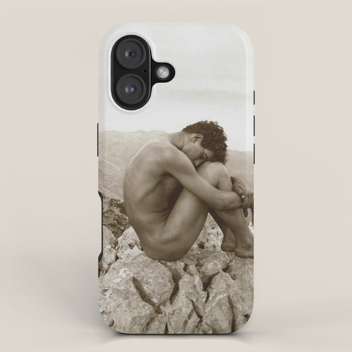 'Caino' Male Nude black and white photograph / black and white photography by Wilhem von Gloeden iPhone Case Gallery Image 1