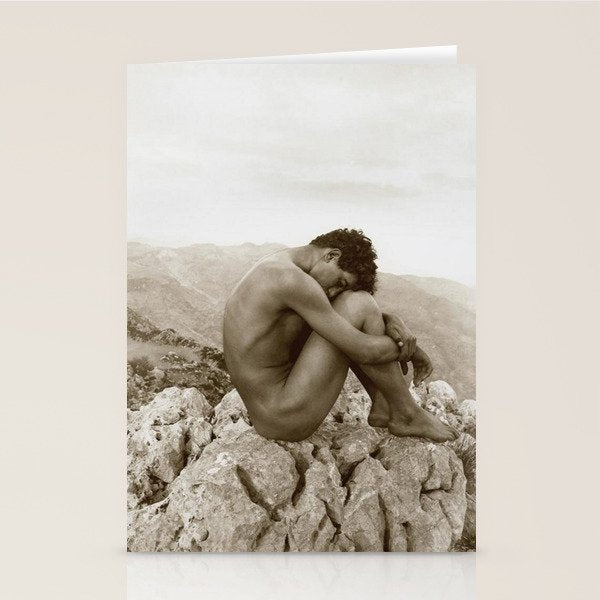 'Caino' Male Nude black and white photograph / black and white photography by Wilhem von Gloeden Stationery Card Gallery Image 1