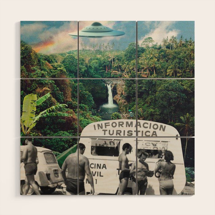 The Visitors // UFOs in Paradise Wood Wall Art Gallery Image 1