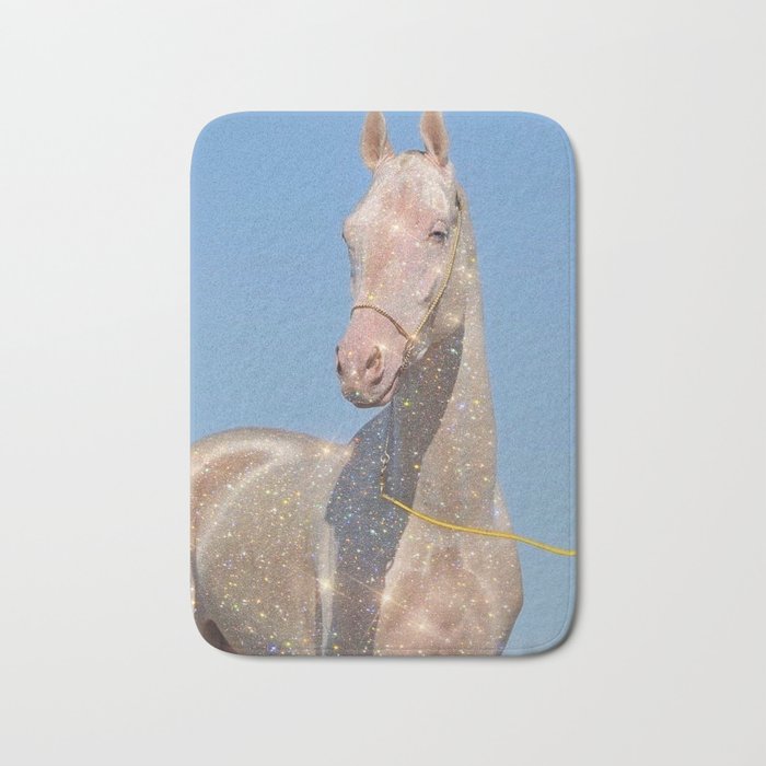 MAGIC HORSE | magical | glitter | sparkle | shiny | pet | animal | nature | blue | bling | collage  Bath Mat Gallery Image 1