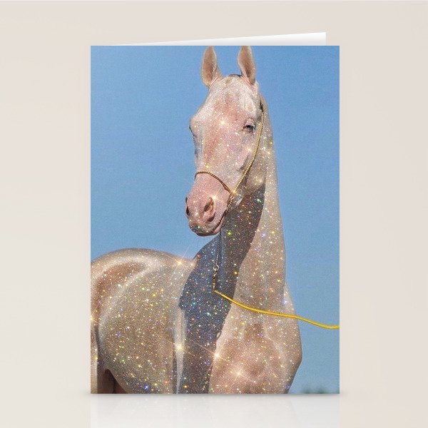 MAGIC HORSE | magical | glitter | sparkle | shiny | pet | animal | nature | blue | bling | collage  Stationery Card Gallery Image 2