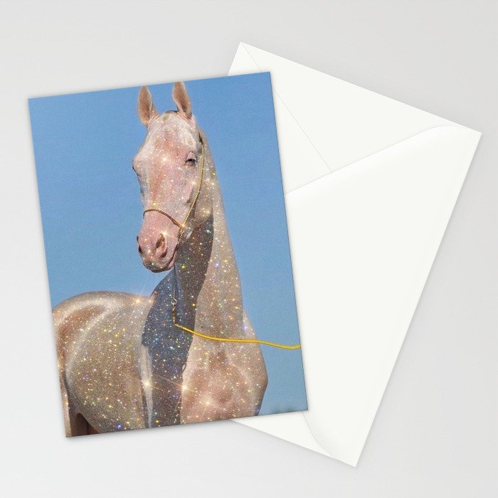 MAGIC HORSE | magical | glitter | sparkle | shiny | pet | animal | nature | blue | bling | collage  Stationery Card Gallery Image 2