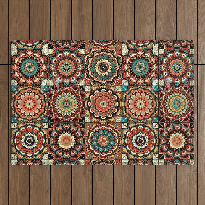 talavera mexican style pattern Outdoor Rug Gallery Image 1