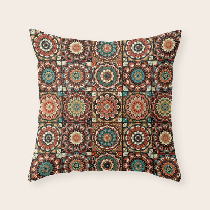 talavera mexican style pattern Throw Pillow Gallery Image 6