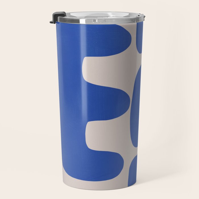 Irregular shape arrangement in blue Travel Mug Gallery Image 3