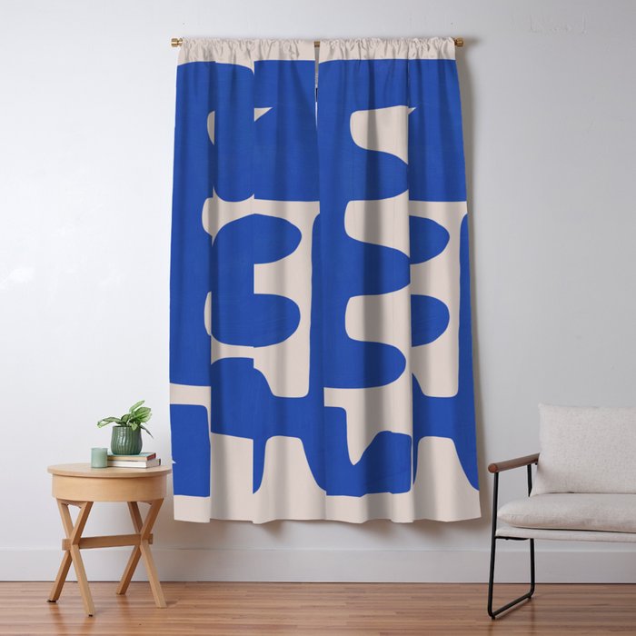 Irregular shape arrangement in blue Window Curtain Gallery Image 1