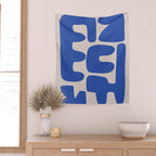Irregular shape arrangement in blue Wall Tapestry Gallery Image 2