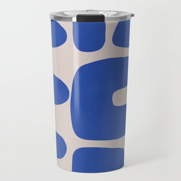 Irregular shape arrangement in blue Travel Mug Gallery Image 1