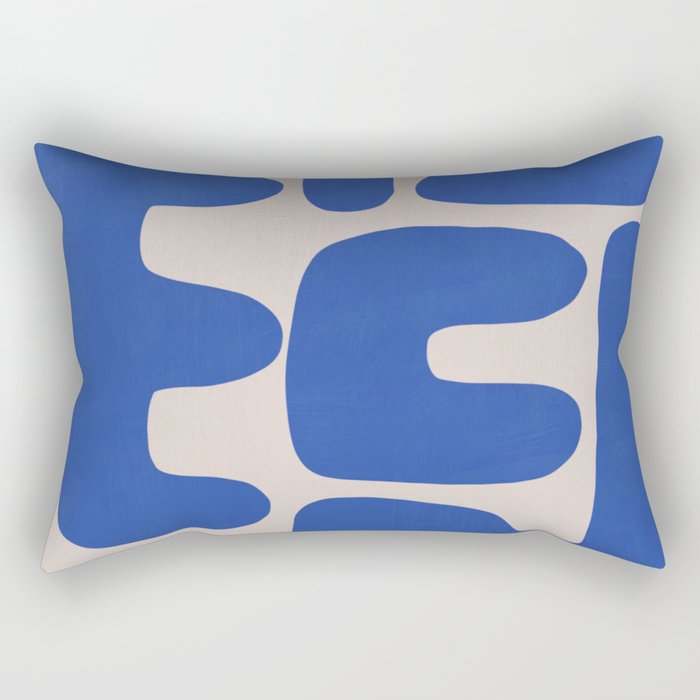 Irregular shape arrangement in blue Rectangular Pillow Gallery Image 1
