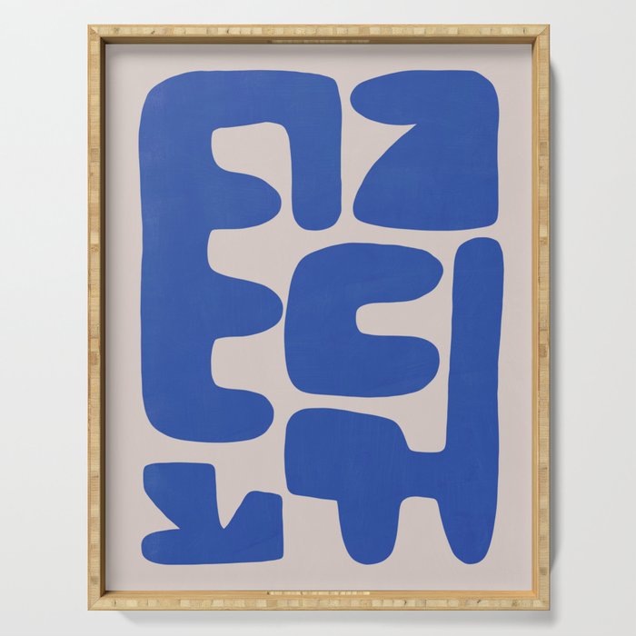 Irregular shape arrangement in blue Serving Tray Gallery Image 1