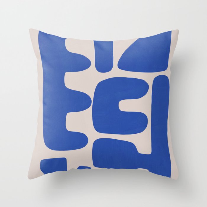 Irregular shape arrangement in blue Throw Pillow Gallery Image 1