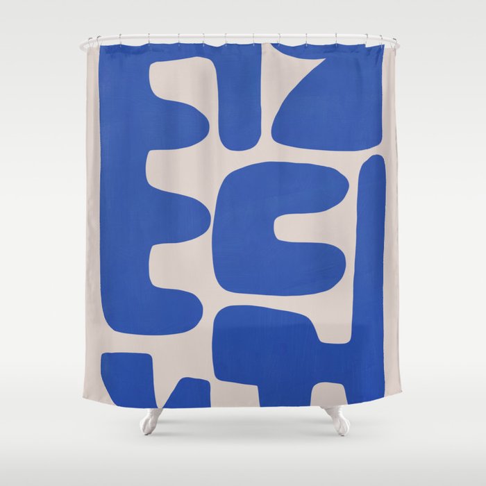 Irregular shape arrangement in blue Shower Curtain Gallery Image 1