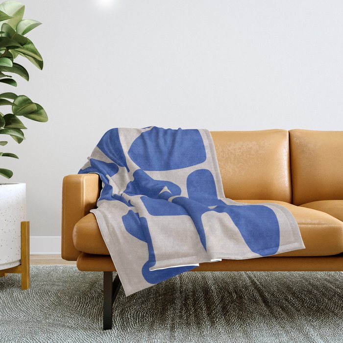 Irregular shape arrangement in blue Throw Blanket Gallery Image 1