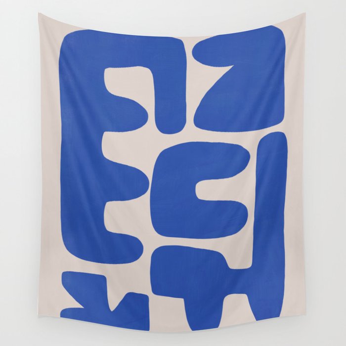 Irregular shape arrangement in blue Wall Tapestry Gallery Image 4