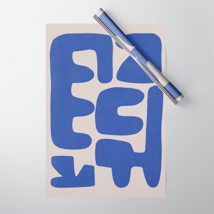 Irregular shape arrangement in blue Wrapping Paper Gallery Image 1