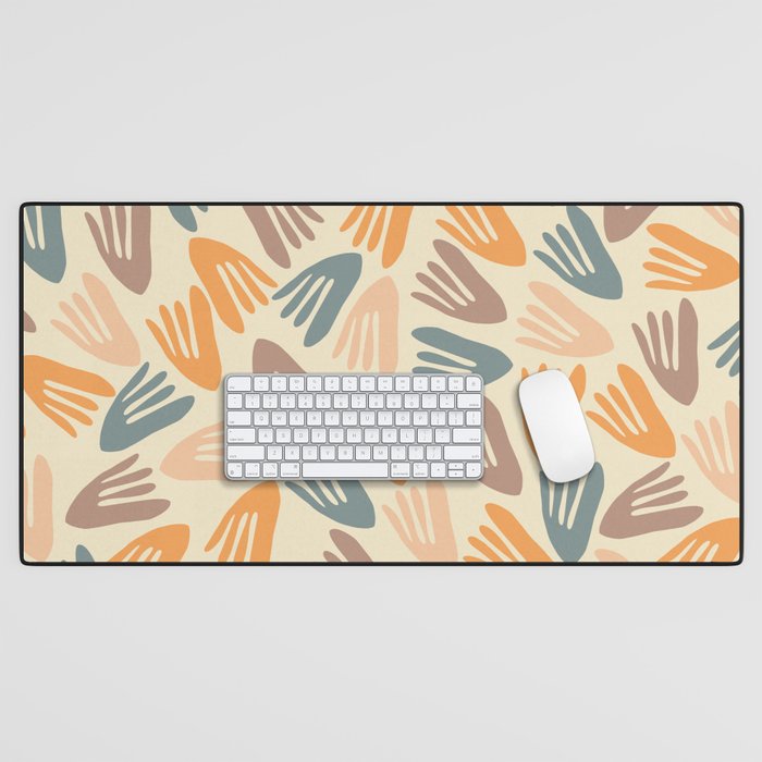 Papier Découpé Abstract Cutout Pattern Cream Beige Slate Orange Blush Taupe Desk Mat Gallery Image 1