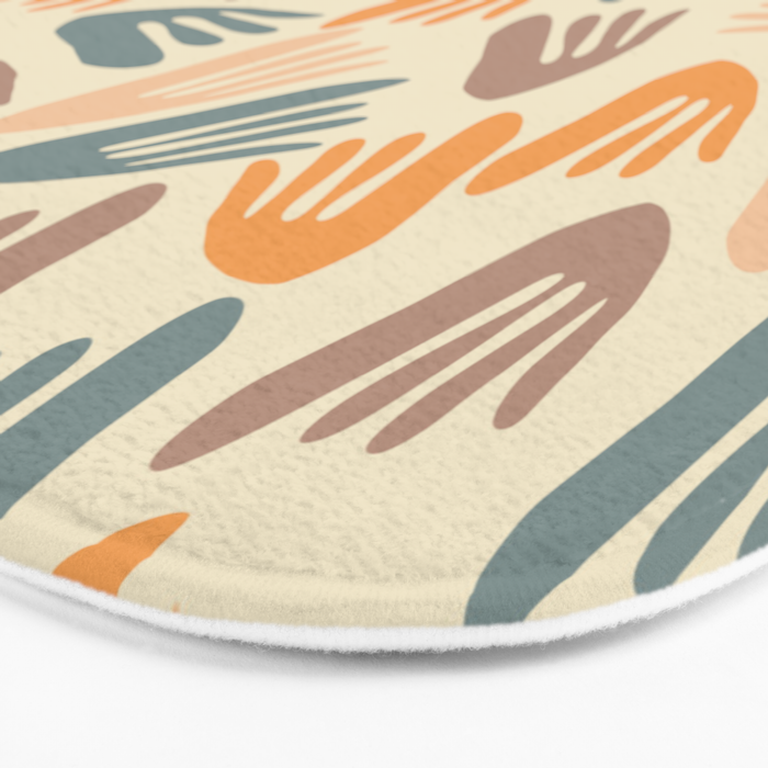 Papier Découpé Abstract Cutout Pattern Cream Beige Slate Orange Blush Taupe Bath Mat Gallery Image 3