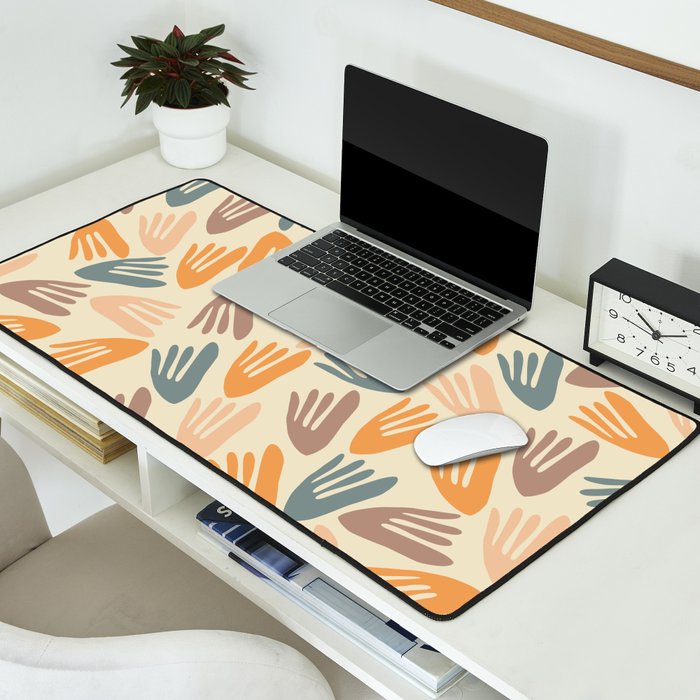 Papier Découpé Abstract Cutout Pattern Cream Beige Slate Orange Blush Taupe Desk Mat Gallery Image 2
