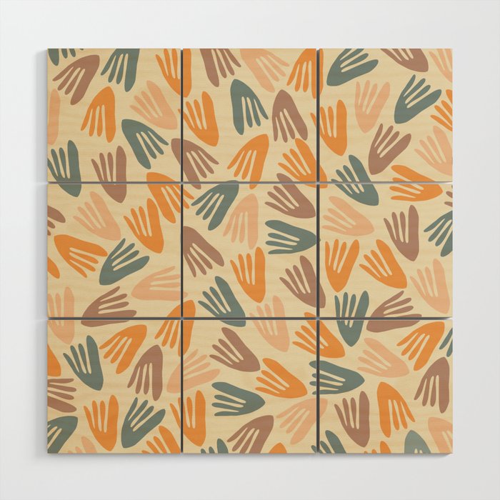 Papier Découpé Abstract Cutout Pattern Cream Beige Slate Orange Blush Taupe Wood Wall Art Gallery Image 1