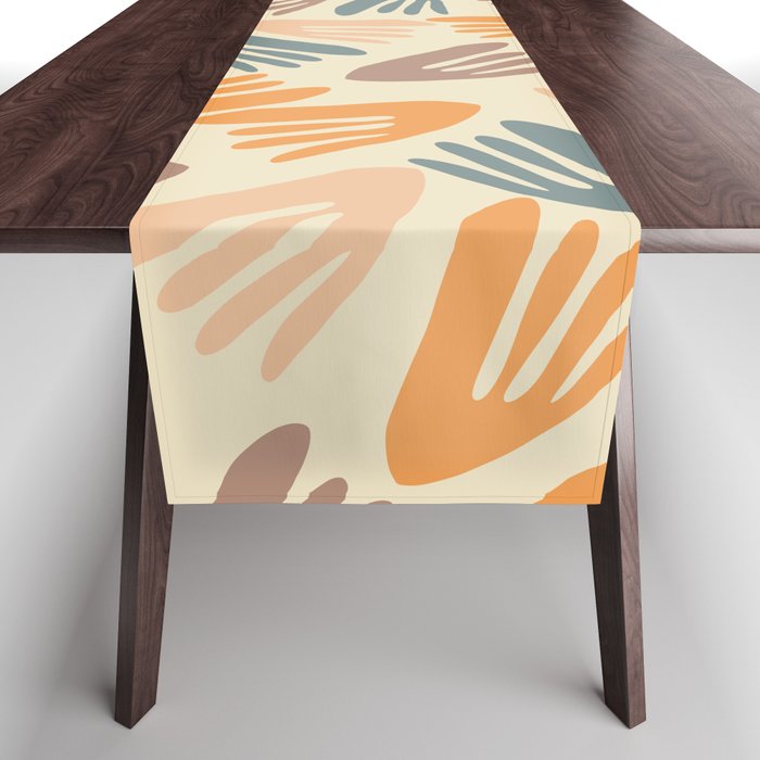 Papier Découpé Abstract Cutout Pattern Cream Beige Slate Orange Blush Taupe Table Runner Gallery Image 1