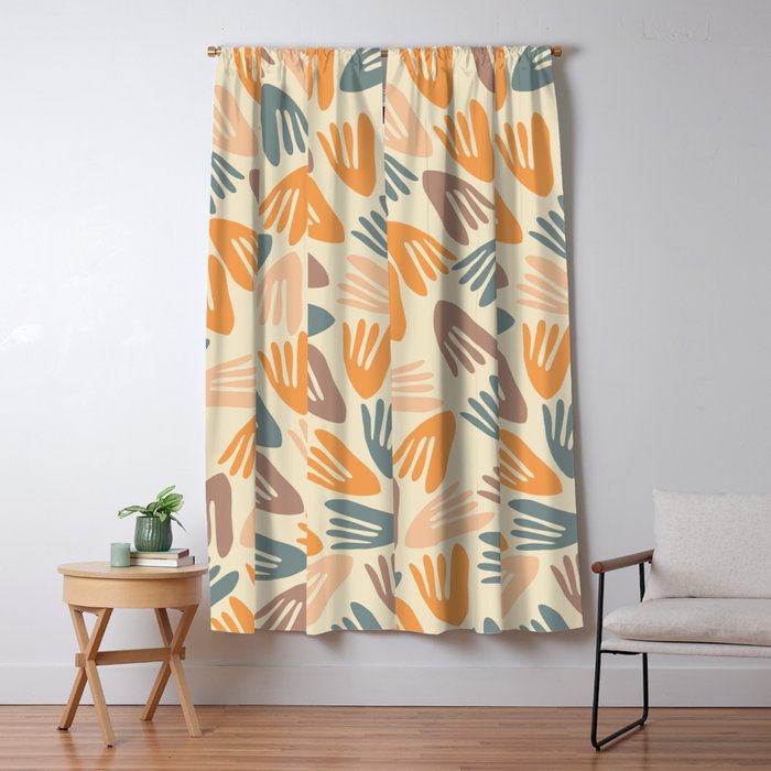 Papier Découpé Abstract Cutout Pattern Cream Beige Slate Orange Blush Taupe Window Curtain Gallery Image 5