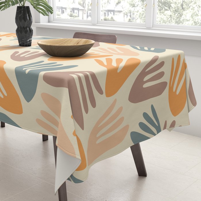 Papier Découpé Abstract Cutout Pattern Cream Beige Slate Orange Blush Taupe Tablecloth Gallery Image 3